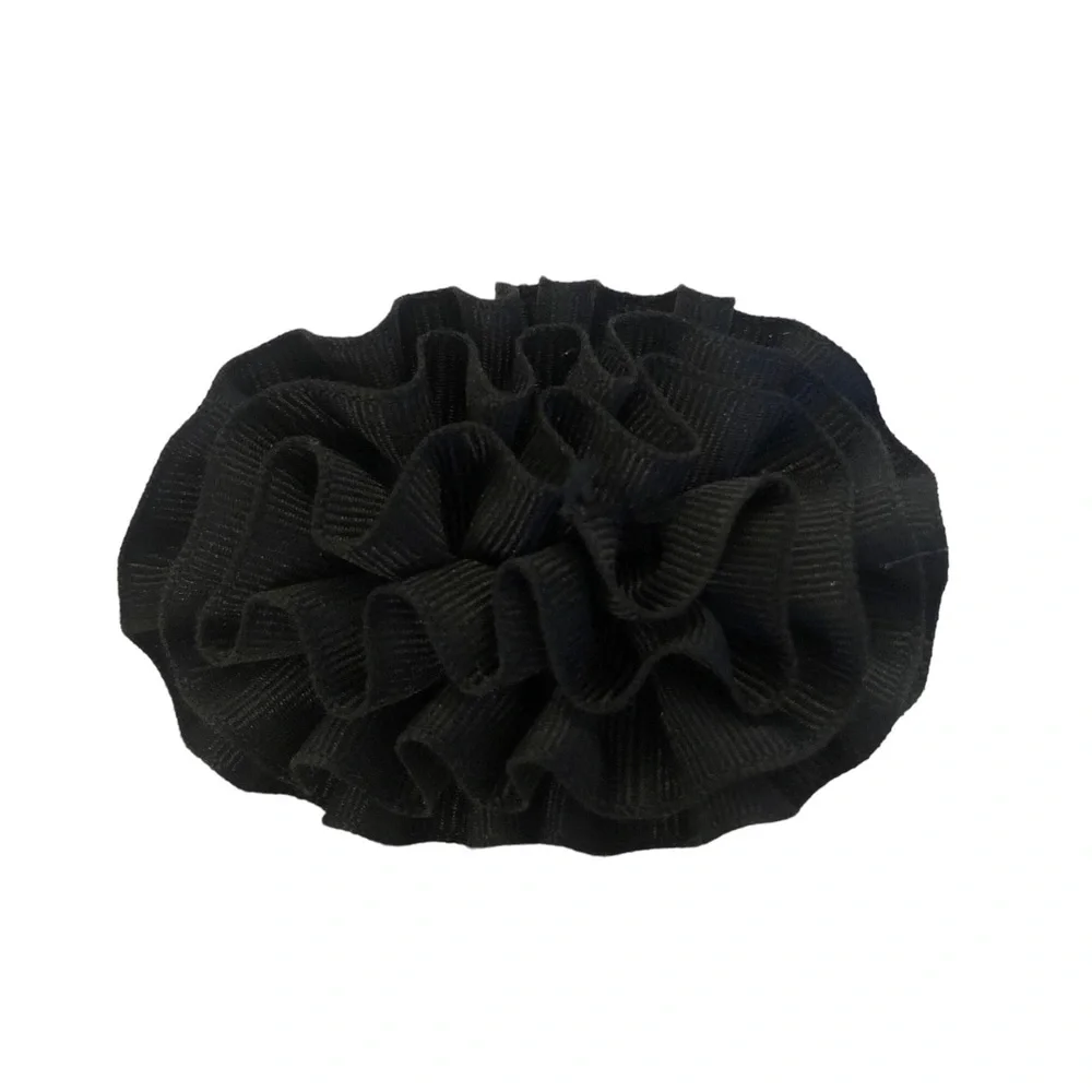 Black Ribbon Ruffle Barrette